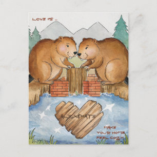 Bevers Verliefd Briefkaart