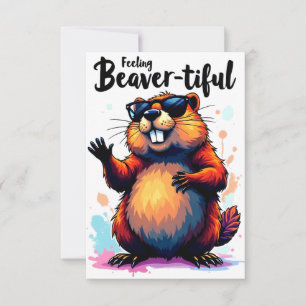 Bevertiful voelen - Funny Beaver Graphic Bedankkaart
