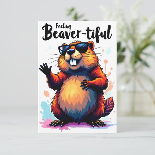 Bevertiful voelen - Funny Beaver Graphic Bedankkaart (Staand voorkant)