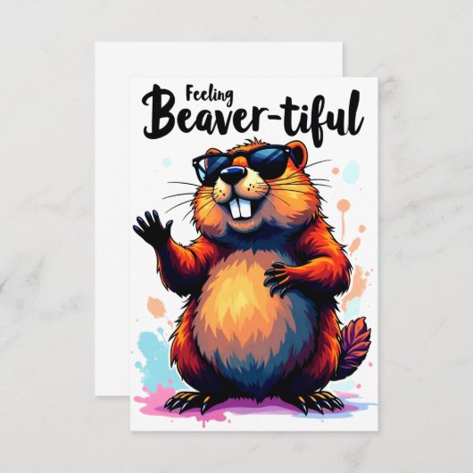 Bevertiful voelen - Funny Beaver Graphic Bedankkaart (Voorkant / Achterkant)