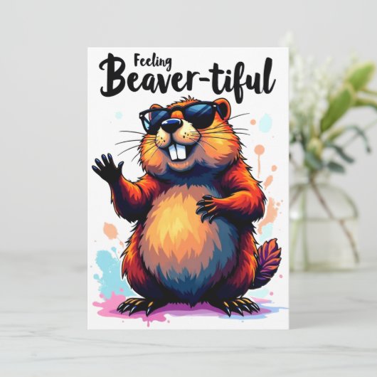 Bevertiful voelen - Funny Beaver Graphic Bedankkaart (Staand voorkant)