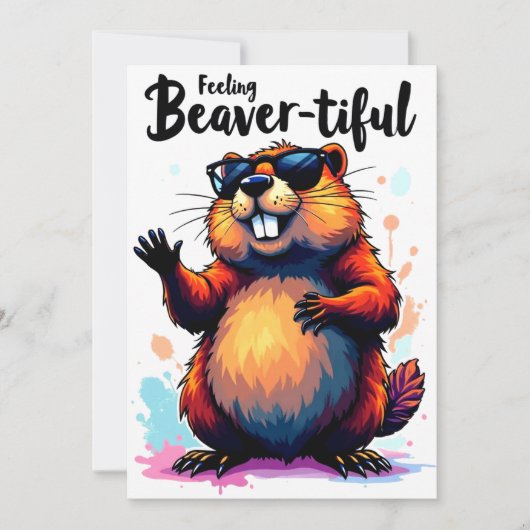 Bevertiful voelen - Funny Beaver Graphic Feestdagenkaart (Voorkant)