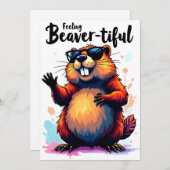 Bevertiful voelen - Funny Beaver Graphic Feestdagenkaart (Voorkant / Achterkant)