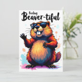 Bevertiful voelen - Funny Beaver Graphic Feestdagenkaart (Staand voorkant)