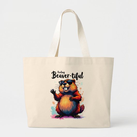 Bevertiful voelen - Funny Beaver Graphic Grote Tote Bag (Voorkant)