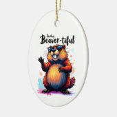 Bevertiful voelen - Funny Beaver Graphic Keramisch Ornament (Links)