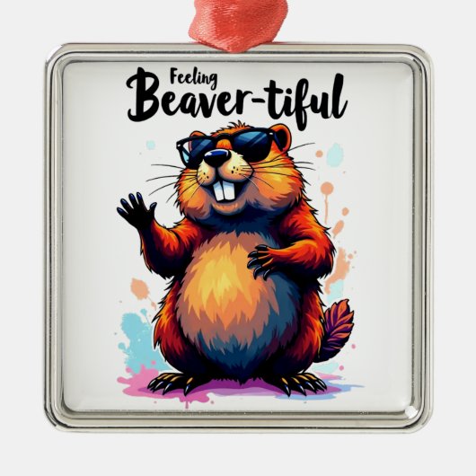 Bevertiful voelen - Funny Beaver Graphic Metalen Ornament (Voorkant)