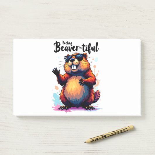 Bevertiful voelen - Funny Beaver Graphic Post-it® Notes (Op bureau)