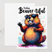 Bevertiful voelen - Funny Beaver Graphic Save The Date (Voorkant / Achterkant)