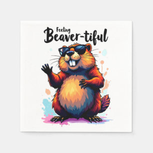 Bevertiful voelen - Funny Beaver Graphic Servet