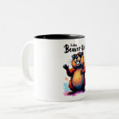 Bevertiful voelen - Funny Beaver Graphic Tweekleurige Koffiemok (Voorkant links)