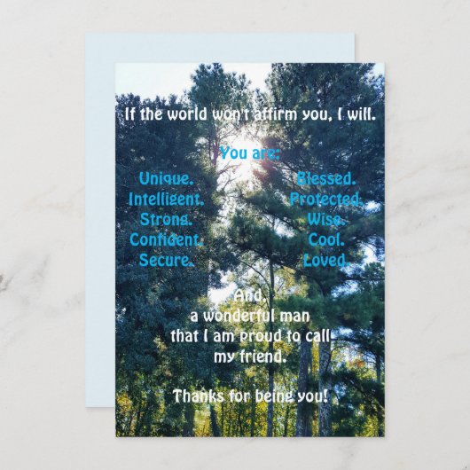 Bevestig en moedig Man flat-Wenskaart aan (Voorkant / Achterkant)