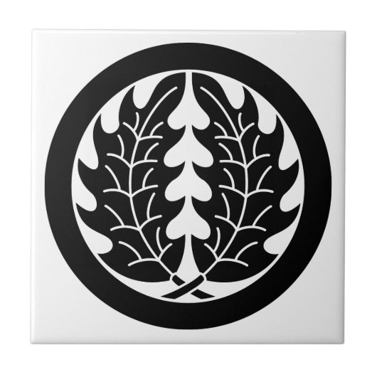 Bevestig holle bladeren in cirkel tegeltje (Voorkant)