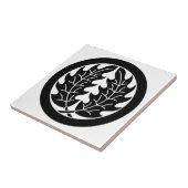 Bevestig holle bladeren in cirkel tegeltje (Zijkant)