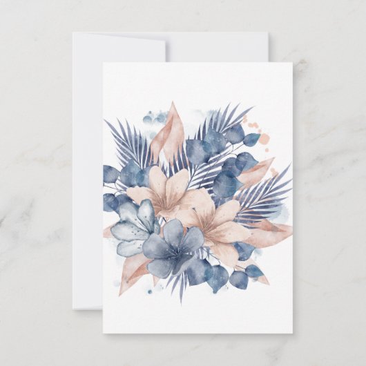 Bevestig je komst Trouw Blozend Blauw Perzik Beige Kaart (Achterkant)