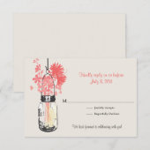 Bevestig Mason Pot & Wilde Bloemen Bruiloft RSVP Kaartje (Voorkant / Achterkant)