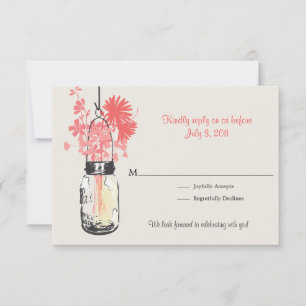 Bevestig Mason Pot & Wilde Bloemen Bruiloft RSVP Kaartje