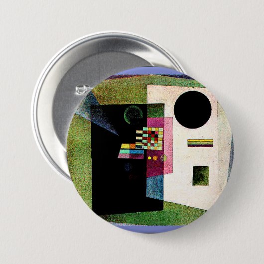 Bevestigend, abstract schilderij van Kandinsky, Ronde Button 7,6 Cm (Voorkant /achterkant)