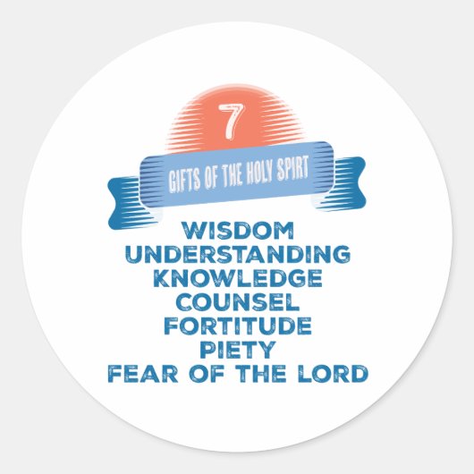 Bevestiging 7 Geschenken van de Heilige Geest Ronde Sticker (Voorkant)