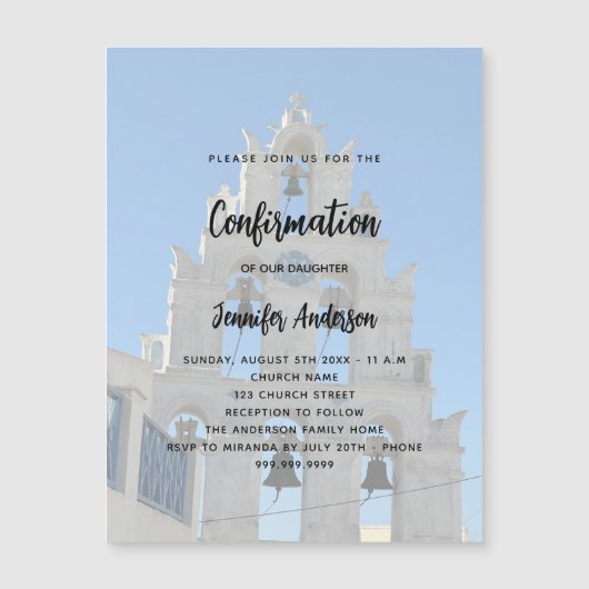 Bevestiging aangepaste foto kerk luxe magnetische uitnodiging (Voorkant)
