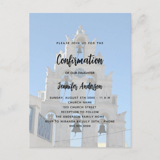 Bevestiging aangepaste fotokerk uitnodiging briefkaart (Voorkant)