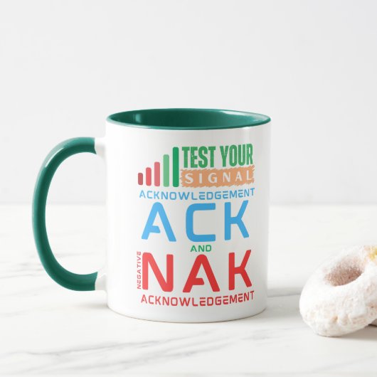 Bevestiging ACK en NAK in datanetwerken Mok (Met donut)