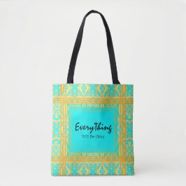 Bevestiging Alles is in orde Blauw en Goud Tote Bag