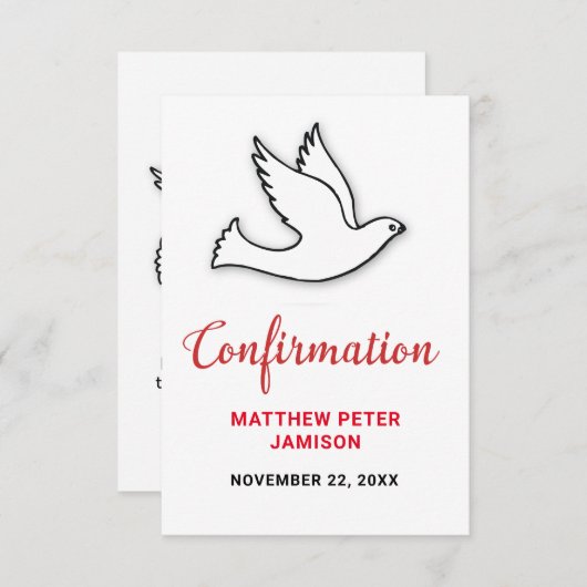 Bevestiging Bedankt Duif met Rood (Voorkant / Achterkant)