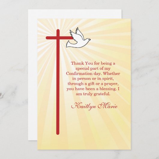 Bevestiging Bedankt Rode Kruis & Dove Gold Rays (Voorkant / Achterkant)