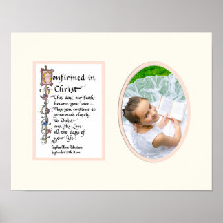 Bevestiging bevestigd op de foto van het meisje va poster