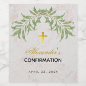 Bevestiging Bladzijde Elegant Script Goud Marmer Wijn Etiket (Enkel label)