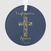 Bevestiging blauw gouden keramische vormgeving ornament (achterkant)