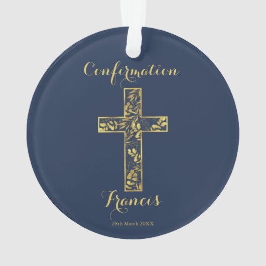 Bevestiging blauw gouden keramische vormgeving ornament (achterkant)