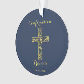 Bevestiging blauw gouden keramische vormgeving ornament (voorkant)