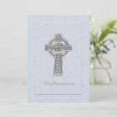 Bevestiging Blauwe Damaskast Silver Cross Kaart (Staand voorkant)