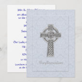 Bevestiging Blauwe Damaskast Silver Cross Kaart (Voorkant / Achterkant)