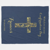 Bevestiging blauwe gouden kruisnaam fleece blank (Voorkant (Horizontaal))