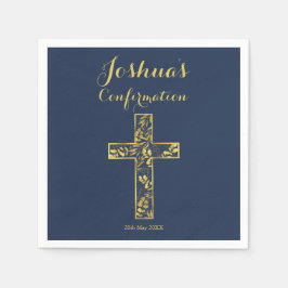Bevestiging Blauwe gouden kruisnaam Napkins Servet