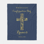 Bevestiging blauwe goudkruisjongens fleece deken (Voorkant)