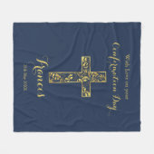 Bevestiging blauwe goudkruisjongens fleece deken (Voorkant (Horizontaal))