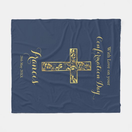 Bevestiging blauwe goudkruisjongens fleece deken (Voorkant (Horizontaal))
