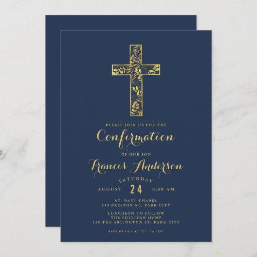 Bevestiging blauwe goudkruisjongens kaart (Voorkant / Achterkant)