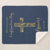 Bevestiging blauwe goudkruisjongens sherpa deken (Voorkant (horizontaal))