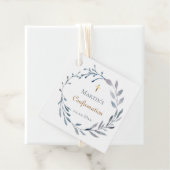 Bevestiging blauwe krans bedankjes labels (In situ)