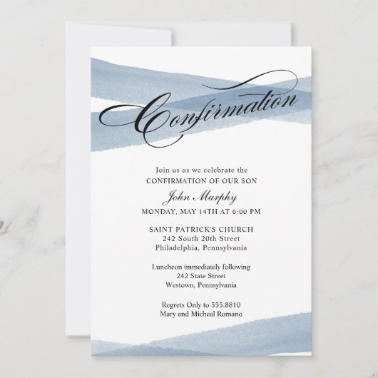 Bevestiging, Blauwe Moderne Uitnodiging tot Waterv (Voorkant)