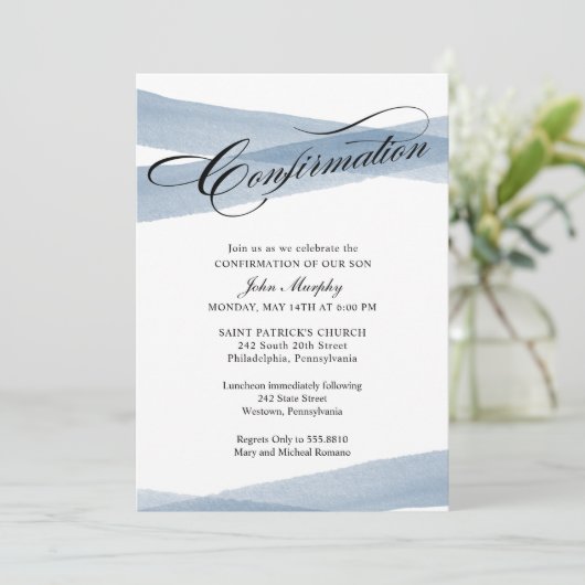 Bevestiging, Blauwe Moderne Uitnodiging tot Waterv (Staand voorkant)