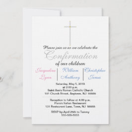 Bevestiging Blauwe Roze Triplets Uitnodiging