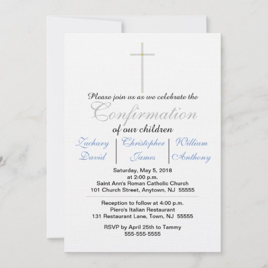 Bevestiging Blauwe Triplets Uitnodigingen (Voorkant)