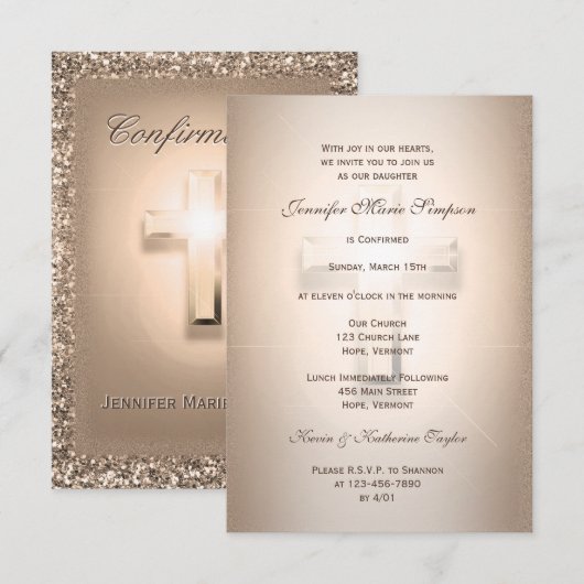 Bevestiging Bleek Roos kruis Kaart (Voorkant / Achterkant)