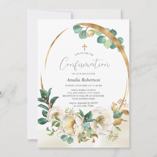 Bevestiging Bloemengroen Gouden Uitnodiging (Voorkant)